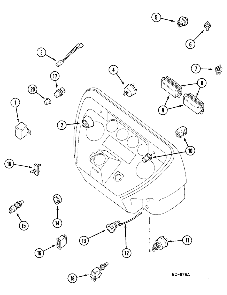 Схема запчастей Case IH 685 - (4-186) - ELECTRICAL SWITCHES AND FUSES (04) - ELECTRICAL SYSTEMS