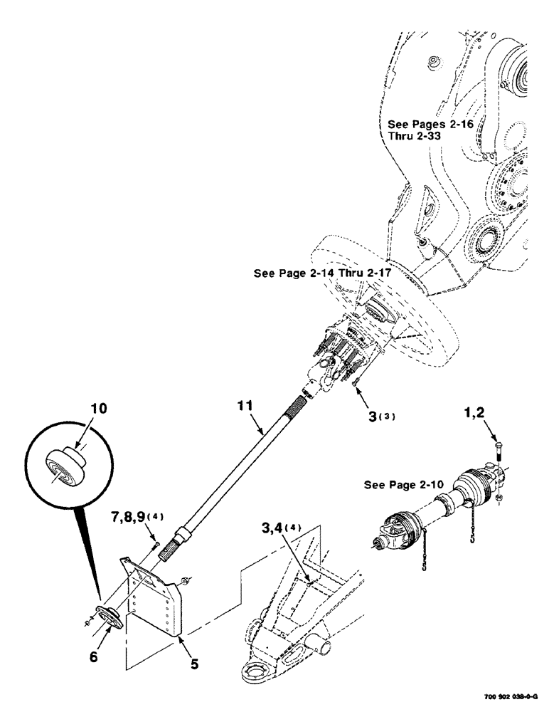 Схема запчастей Case IH 8590 - (02-06) - FLYWHEEL DRIVE SHAFT MOUNTING ASSEMBLY, TYPE 3 Driveline