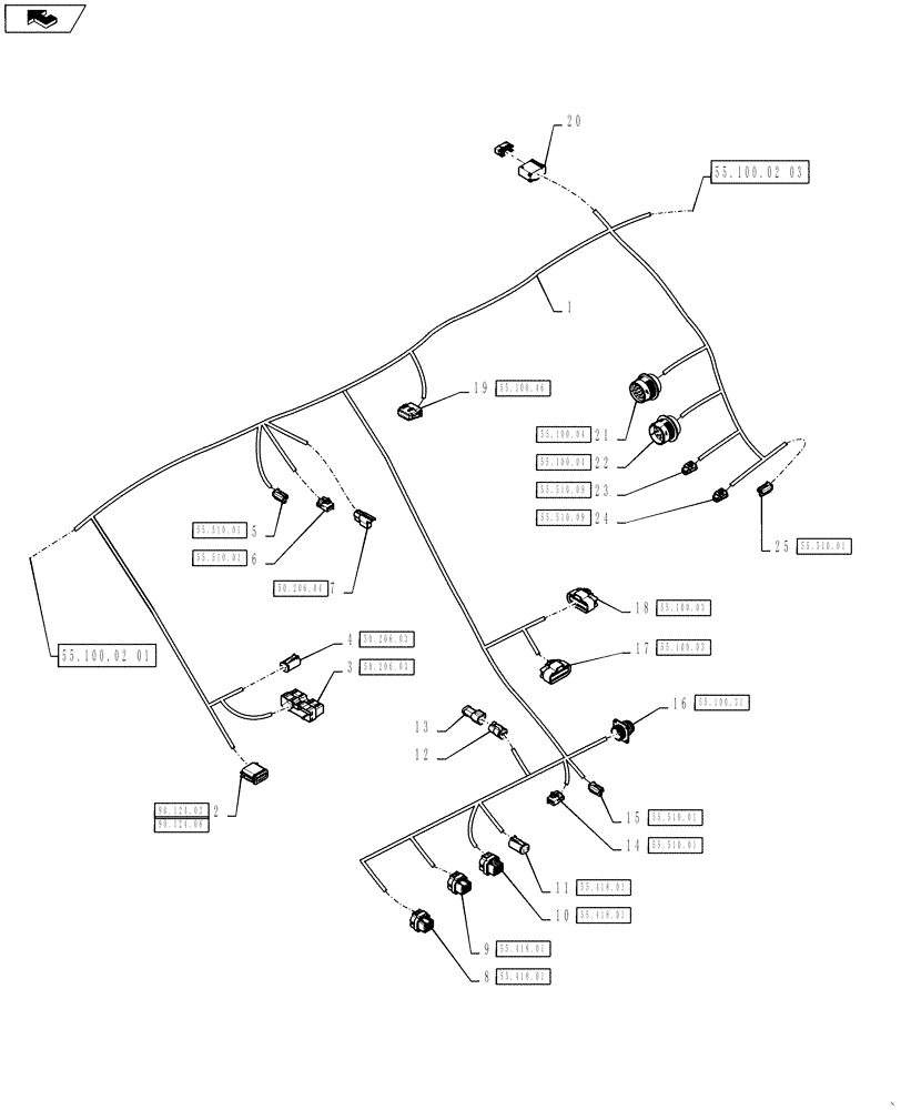 Схема запчастей Case IH 4430 - (55.100.02[02]) - MAIN CAB HARNESS (55) - ELECTRICAL SYSTEMS