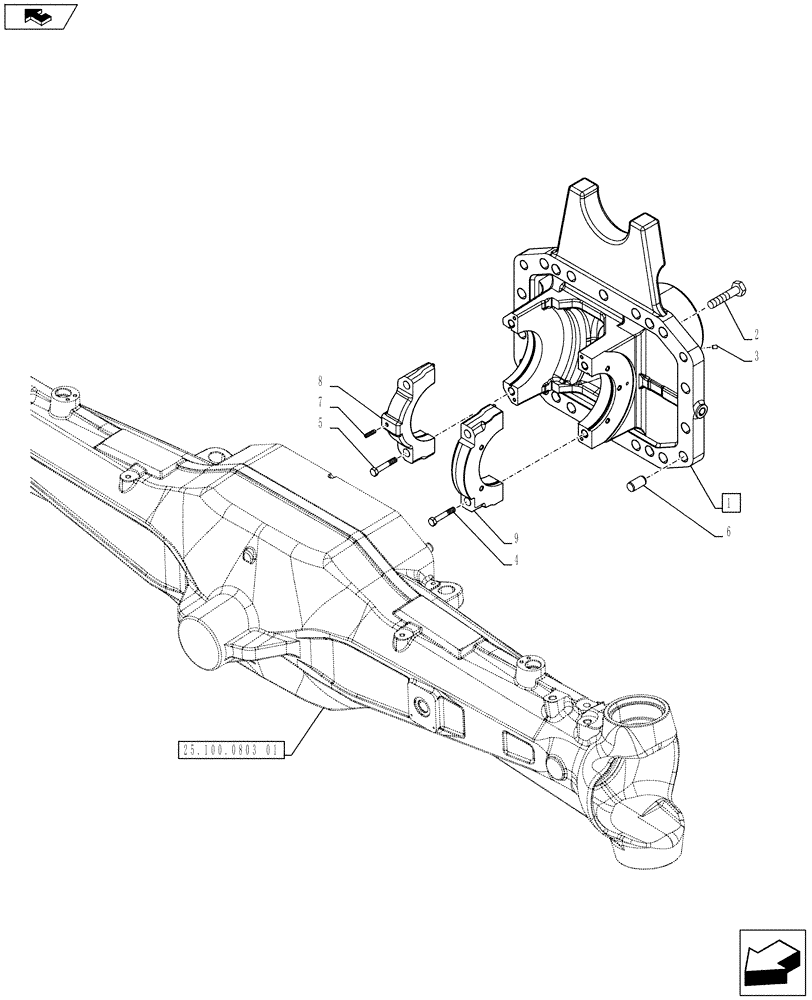 Схема запчастей Case IH PUMA 200 - (25.100.0803[02]) - ABS SYSTEM - 4WD FRONT AXLE WITH SUSPENSION AND BRAKES - DIFFERENTIAL SUPPORT (VAR.743964) (25) - FRONT AXLE SYSTEM