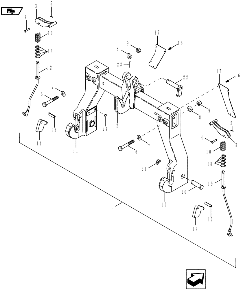 Схема запчастей Case IH MAGNUM 180 - (39.110.04) - QUICK HITCH COUPLER, CONVERTIBLE, CATEGORY III / III-N (39) - FRAMES AND BALLASTING