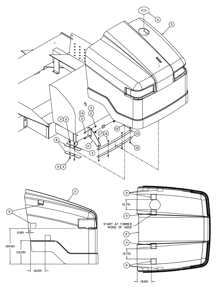 Схема запчастей Case IH 3150 - (04-005) - HOOD, FUEL TANK GROUP Suspension & Frame