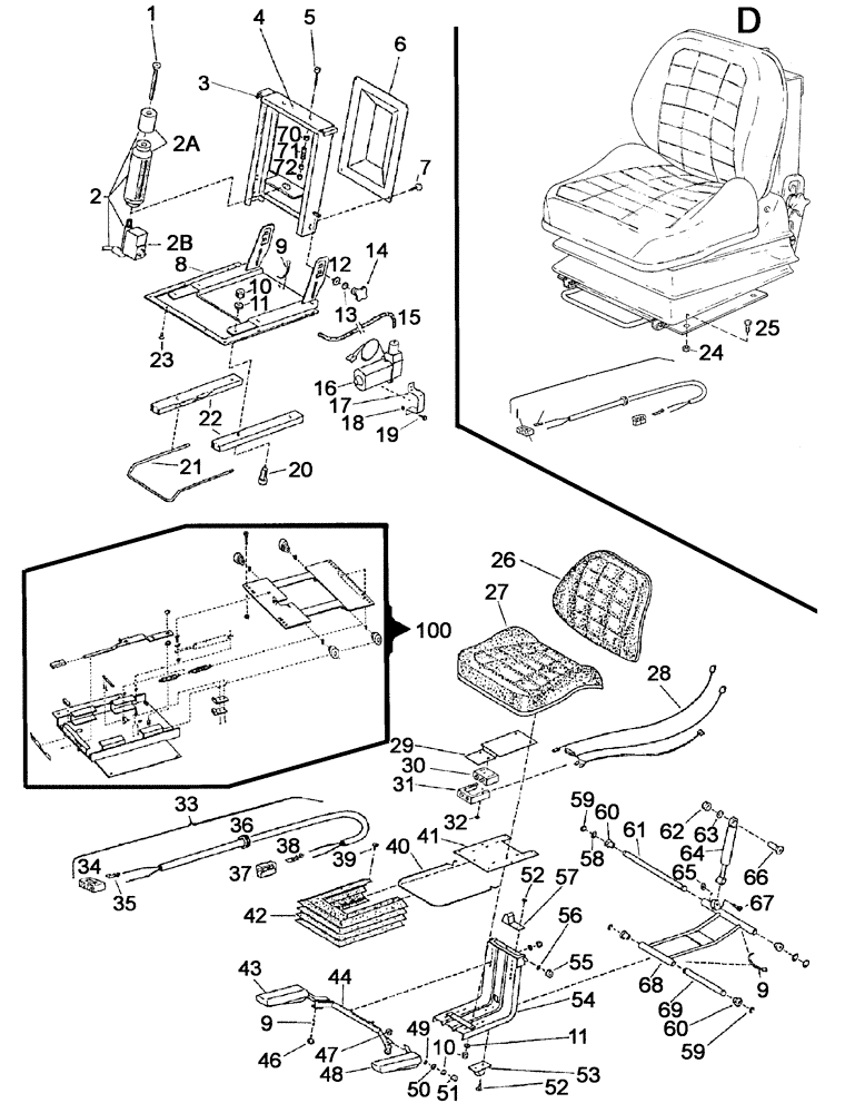 Схема запчастей Case IH C55 - (09B-26[01]) - DRIVERS SEAT WITH AIR SPRING, HORIZONTAL SPRING ACTION AND HEIGHT-ADJUSTMENT DISASSEMBLED (09) - CHASSIS