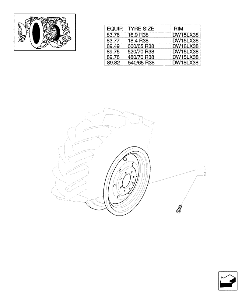 Схема запчастей Case IH MXU110 - (83.00[05]) - DRIVE WHEELS (11) - WHEELS/TRACKS