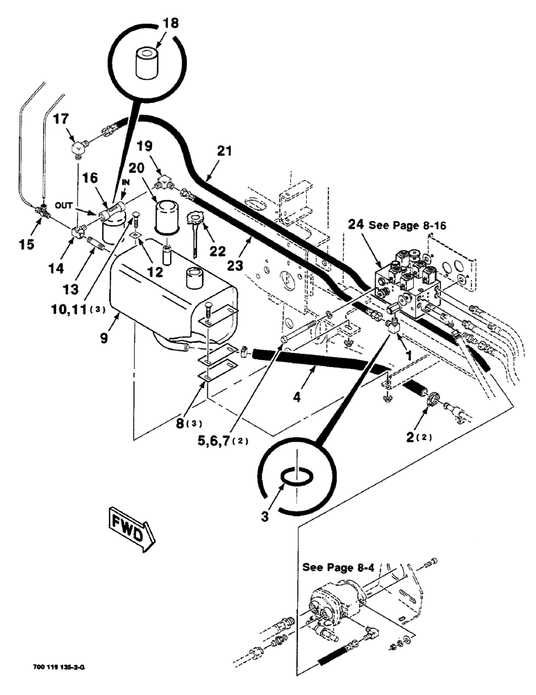 Схема запчастей Case IH 8460 - (8-14) - HYDRAULIC ASSEMBLY, RESERVOIR TO VALVE (07) - HYDRAULICS