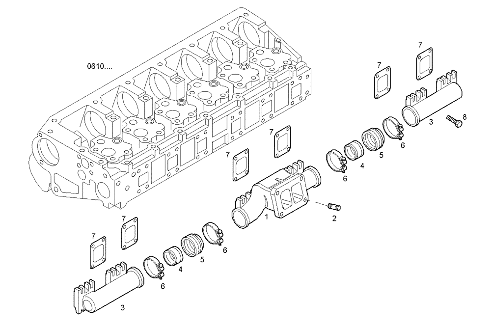 Схема запчастей Case IH F3AE0684E B006 - (0780.010) - EXHAUST MANIFOLD 