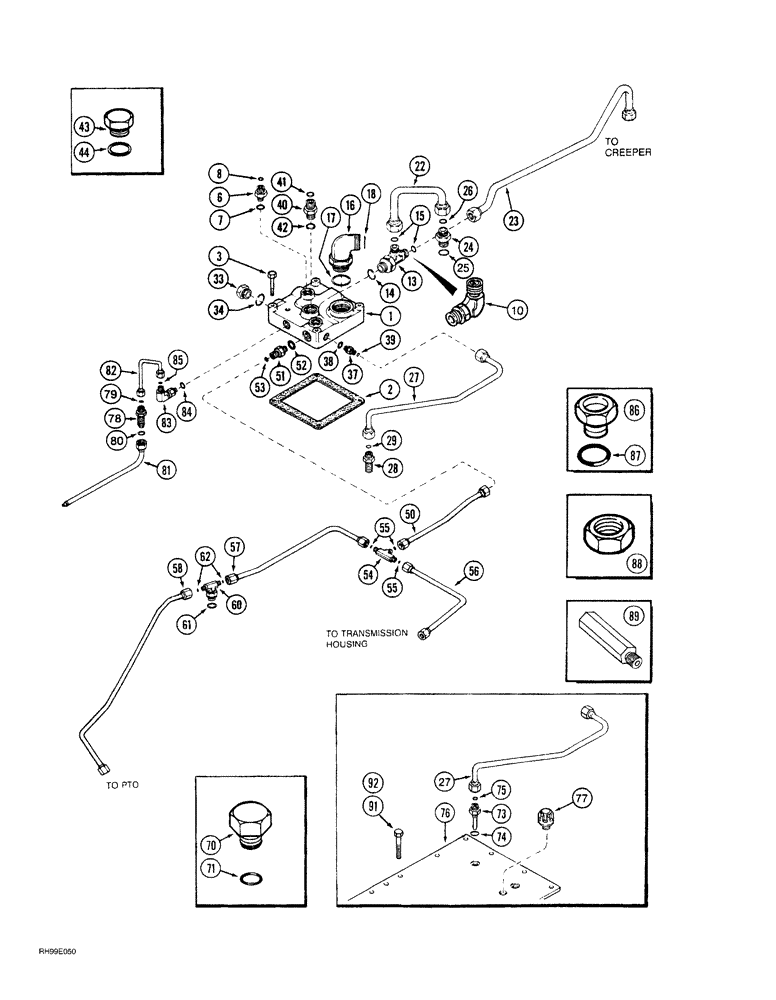 Схема запчастей Case IH 7220 - (6-020) - TRANSMISSION, RANGE HOUSING TUBES AND MANIFOLD (06) - POWER TRAIN