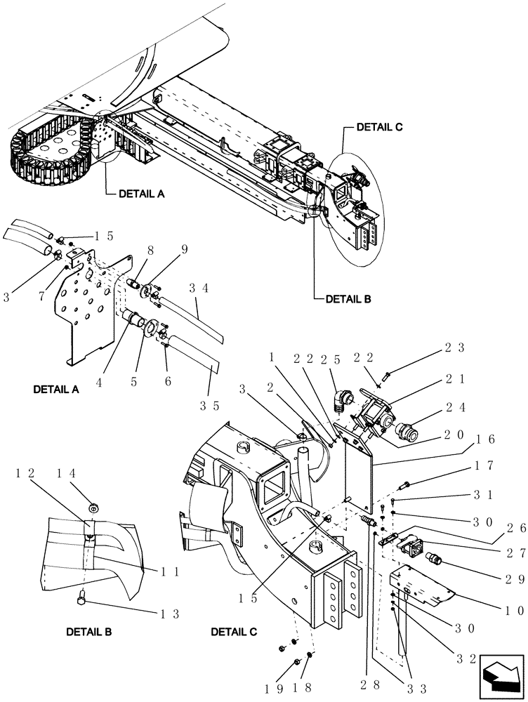 Схема запчастей Case IH 1200PT - (L.40.A[23]) - LAYOUT LIQUID FERTILIZER TONGUE HOSE ROUTING, 12/23 ROW & 16/31 ROW - FRONT DETAILS (BSN CBJ022251) L - Field Processing