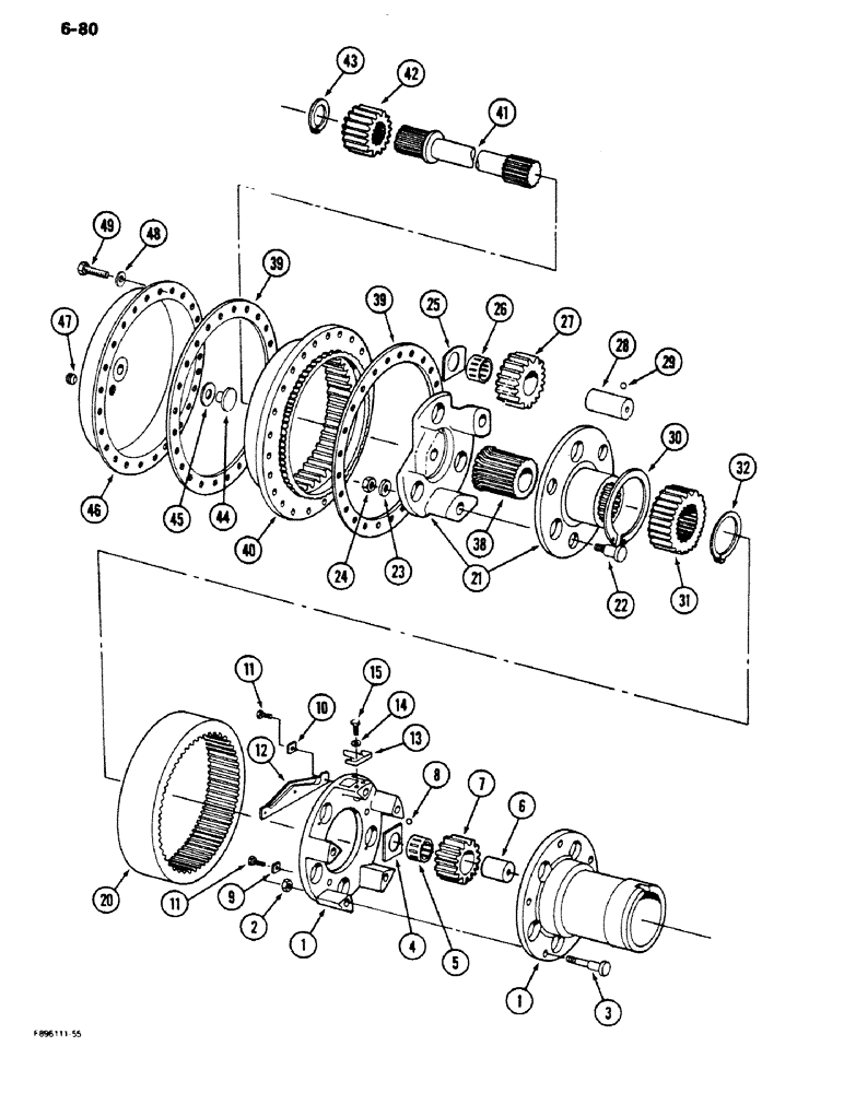 Схема запчастей Case IH 9180 - (6-80) - AXLE ASSEMBLY, WHEEL HUB PLANETARY, K598.85/95 SERIES (06) - POWER TRAIN