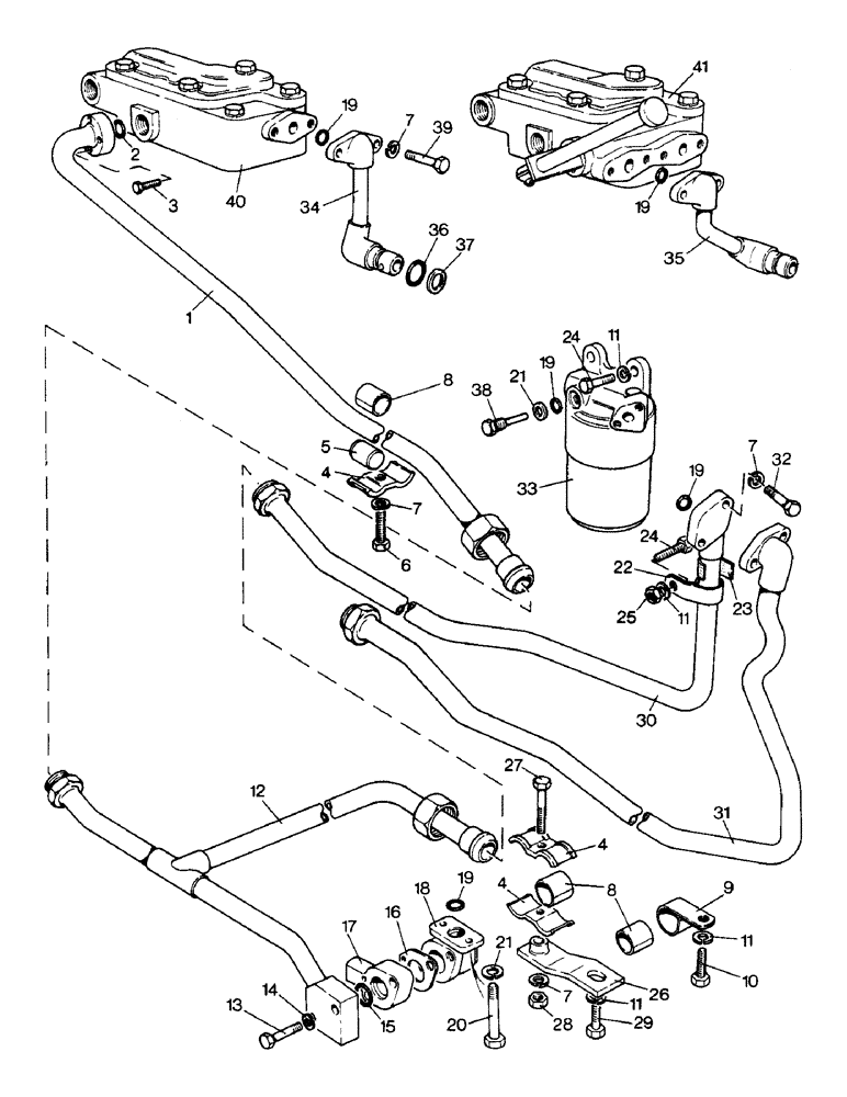 Схема запчастей Case IH 1390 - (K-06) - HIGH PRESSURE TUBES, SINGLE PUMP AND REAR CHAMBER TO TANDEM PUMP, 1390 TRACTOR (07) - HYDRAULICS