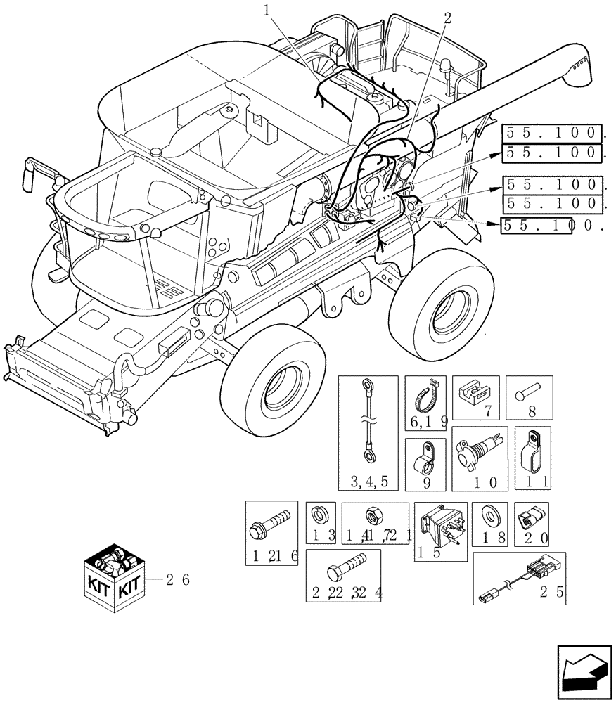 Схема запчастей Case IH 8010 - (55.100.34[01]) - ENGINE & GEARBOX HARNESS - 8010 (55) - ELECTRICAL SYSTEMS