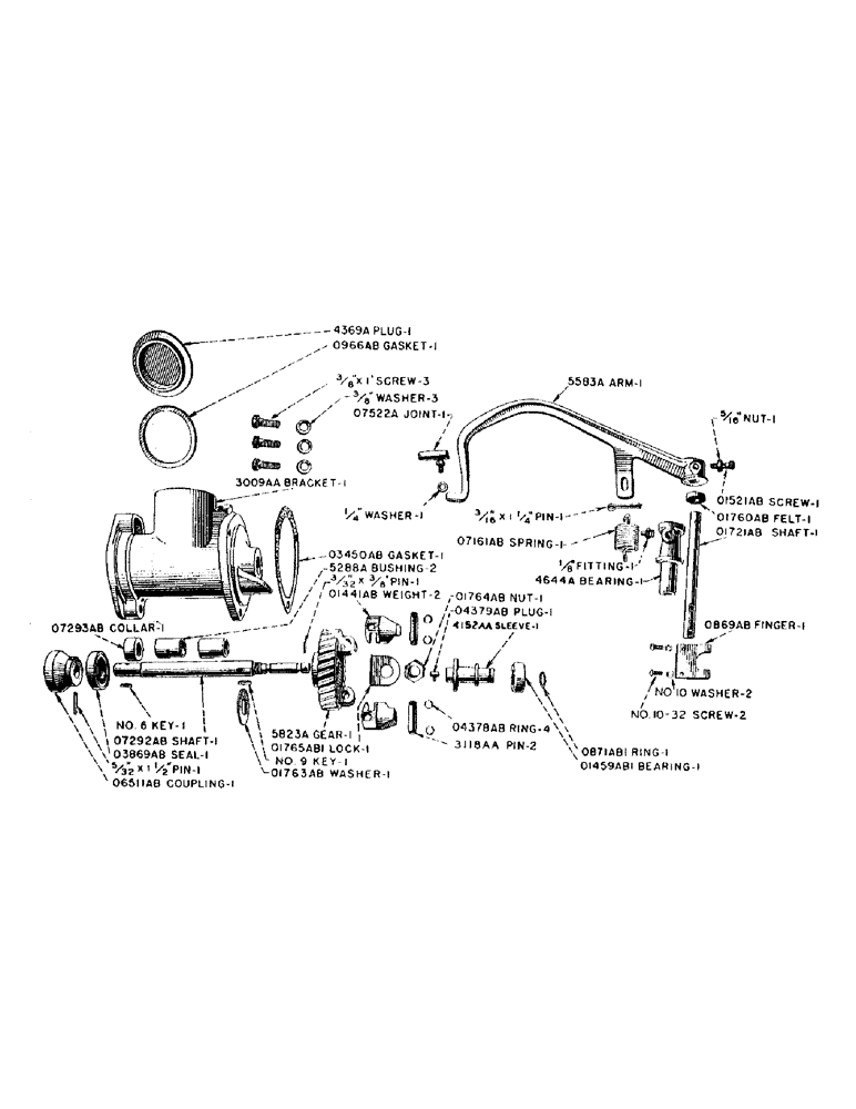 Схема запчастей Case IH D-SERIES - (030) - GOVERNOR, TRACTOR NUMBER 4607033 AND AFTER, D, DC, DO, DV (03) - FUEL SYSTEM