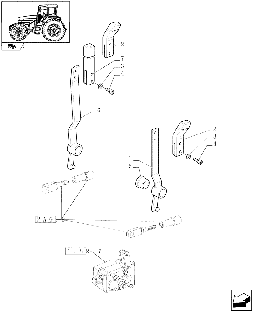 Схема запчастей Case IH FARMALL 105U - (1.96.2[01]) - DOUBLE EFFECT DISTRIBUTOR - CONTROL LEVERS (10) - OPERATORS PLATFORM/CAB