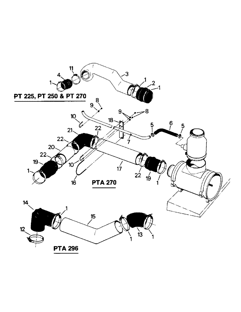 Схема запчастей Case IH PTA270 - (04-20) - PT 225, PT 250, PT 270, PTA 270 & PTA 296 AIR INTAKE (04) - Drive Train