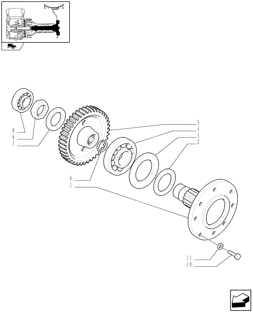 Схема запчастей Case IH FARMALL 90 - (1.48.1[02]) - SIDE REDUCER GEARINGS - SHAFT AND GEARS (05) - REAR AXLE