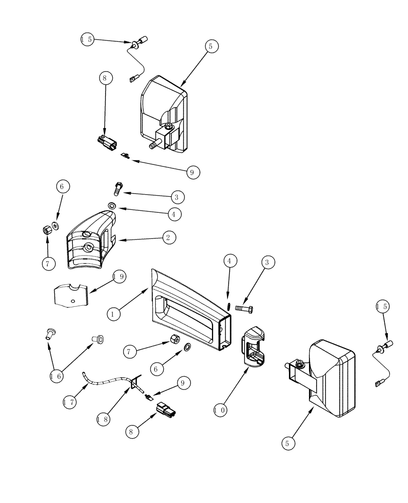 Схема запчастей Case IH MX255 - (04-31) - LAMPS - FRONT WORK (04) - ELECTRICAL SYSTEMS