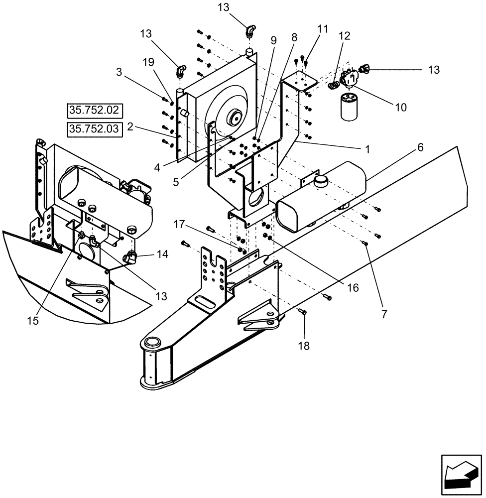 Схема запчастей Case IH 1250 - (35.300.01) - HYDRAULICS - RESERVOIR, RADIATOR AND FILTERS - 24 ROW (35) - HYDRAULIC SYSTEMS