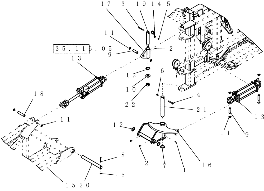 Схема запчастей Case IH 100 - (39.100.14) - SUSPENDED BOOM - INNER WING BOOM CONNECTION (39) - FRAMES AND BALLASTING