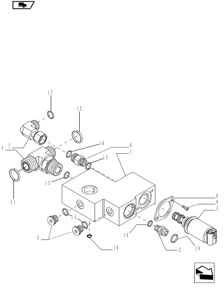 Схема запчастей Case IH MAGNUM 180 - (21.105.05[02]) - TRANSMISSION LUBRICATION SYSTEM, MANIFOLD, BREAKDOWN, WITH CONTINUOUSLY VARIABLE TRANSMISSION (21) - TRANSMISSION