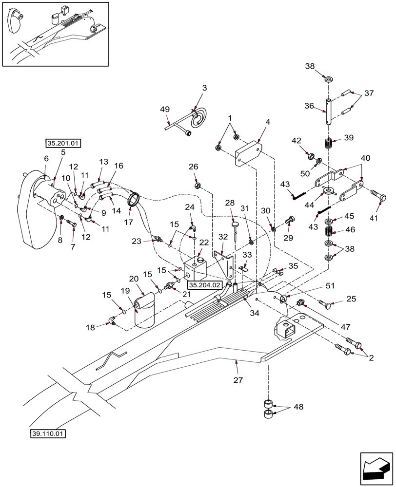 Схема запчастей Case IH SC101 - (39.110.02) - TONGUE, REAR (39) - FRAMES AND BALLASTING