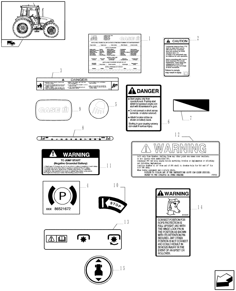 Схема запчастей Case IH FARMALL 60 - (1.98.0/01[01]) - NA PACKAGE - DECALS (VAR.330007) (13) - DECALS