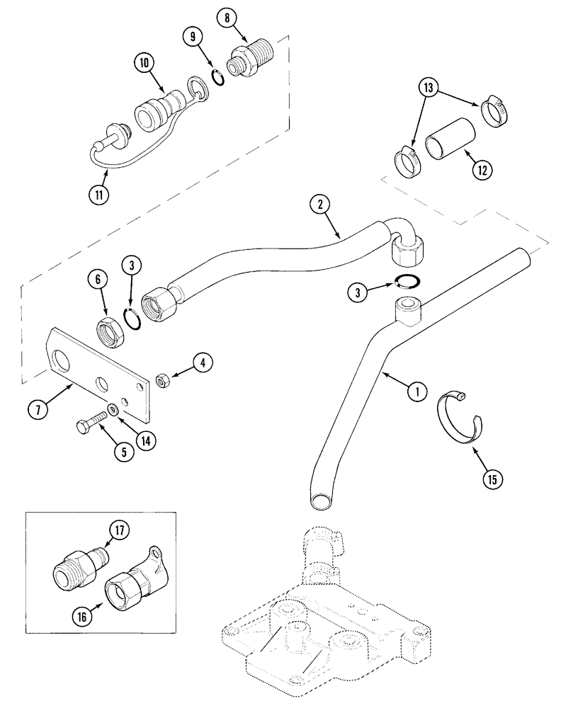 Схема запчастей Case IH 5220 - (8-44) - HYDRAULIC, MOTOR RETURN COUPLER (08) - HYDRAULICS