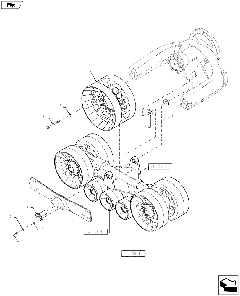 Схема запчастей Case IH QUADTRAC 450 - (48.130.01) - TRACK DRIVE WHEEL AND UNDERCARRIAGE MOUNTING (48) - TRACKS & TRACK SUSPENSION