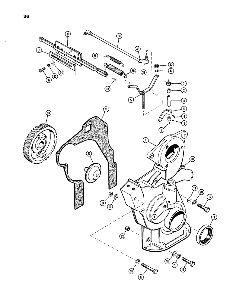 Схема запчастей Case IH 201 - (36) - TIMING GEAR COVER AND GOVERNOR 