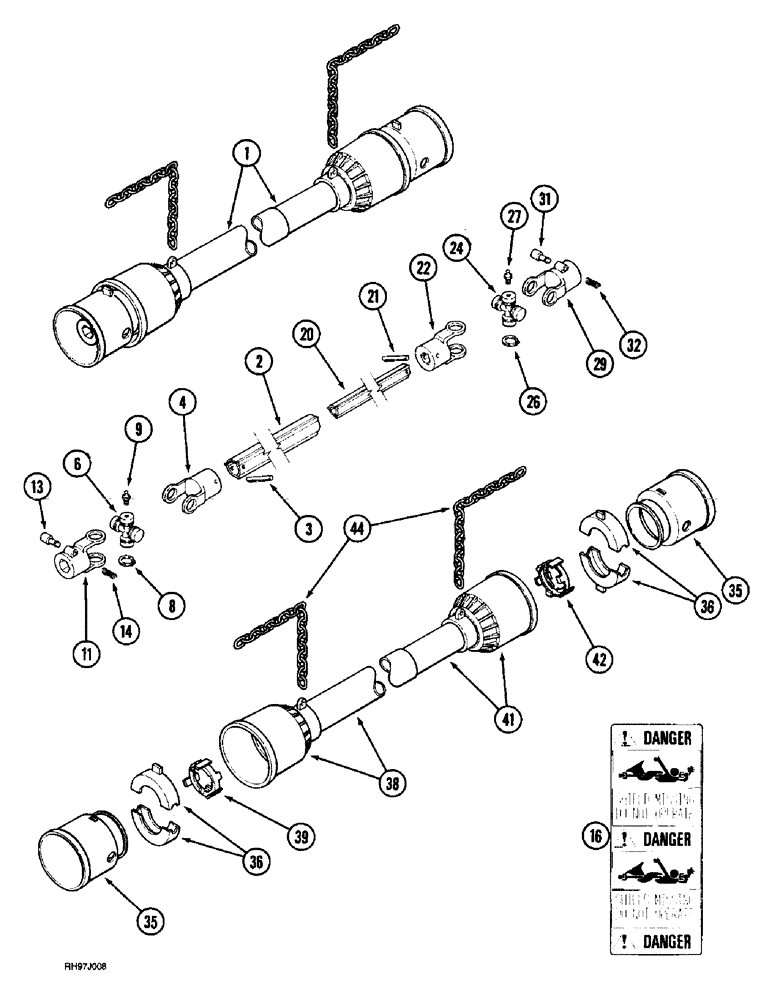 Схема запчастей Case IH 1015 - (9-30) - DRIVE SHAFT, BONDIOLI AND PAVESI (58) - ATTACHMENTS/HEADERS