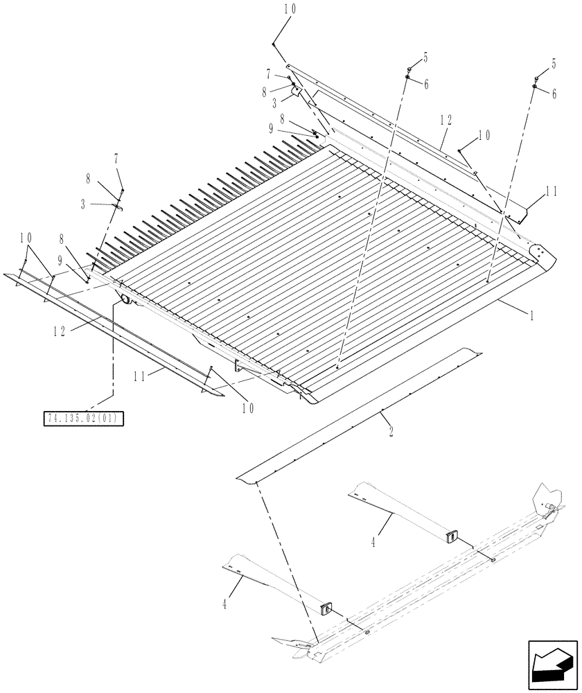 Схема запчастей Case IH 7230 - (74.110.06) - GRAIN PAN (74) - CLEANING