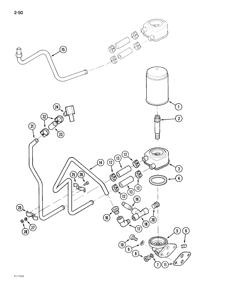 Схема запчастей Case IH 895 - (2-50) - OIL FILTER AND COOLER (02) - ENGINE