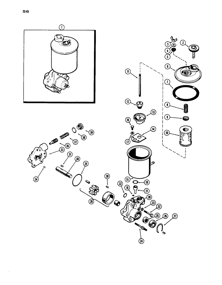 Схема запчастей Case IH 1030 - (056) - POWER STEERING PUMP (05) - STEERING