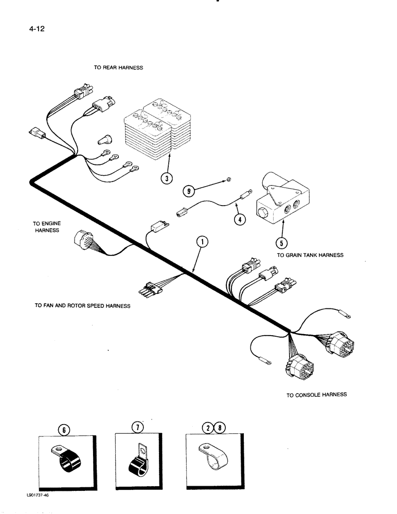 Схема запчастей Case IH 1620 - (4-12) - CENTER HARNESS (06) - ELECTRICAL