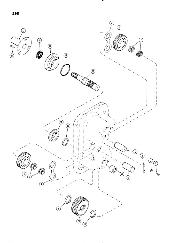 Схема запчастей Case IH 1270 - (298) - P.T.O. IDLERS AND OUTPUT SHAFT, USED PRIOR TO P.I.N. 8811146 (06) - POWER TRAIN