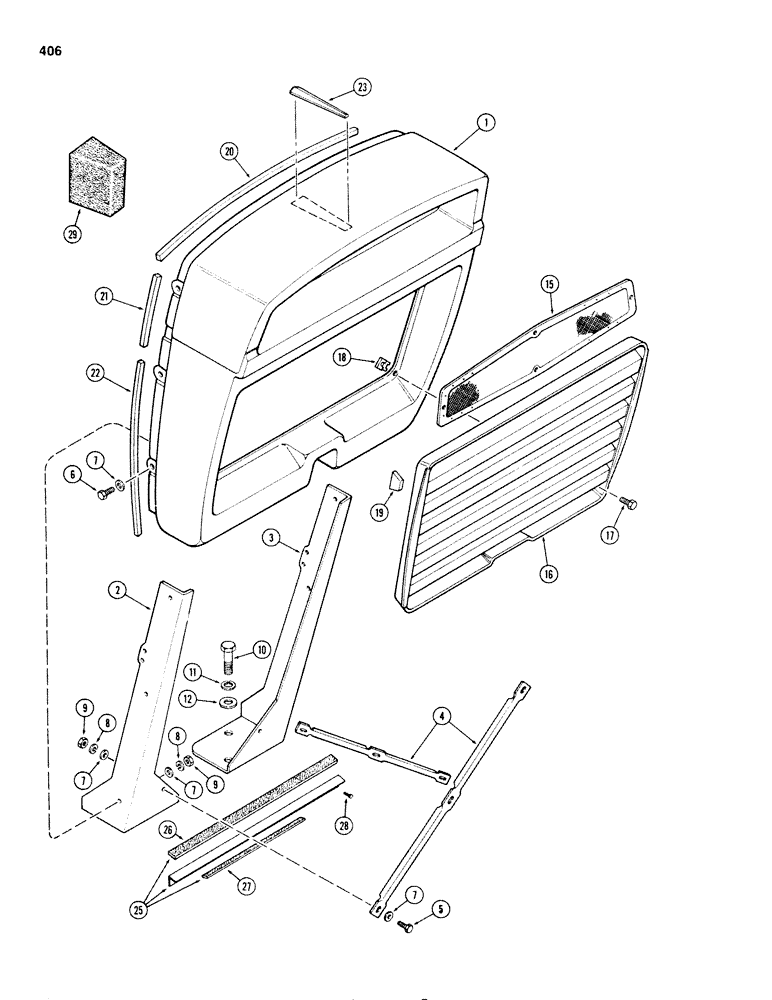 Схема запчастей Case IH 1270 - (406) - GRILLE (09) - CHASSIS/ATTACHMENTS