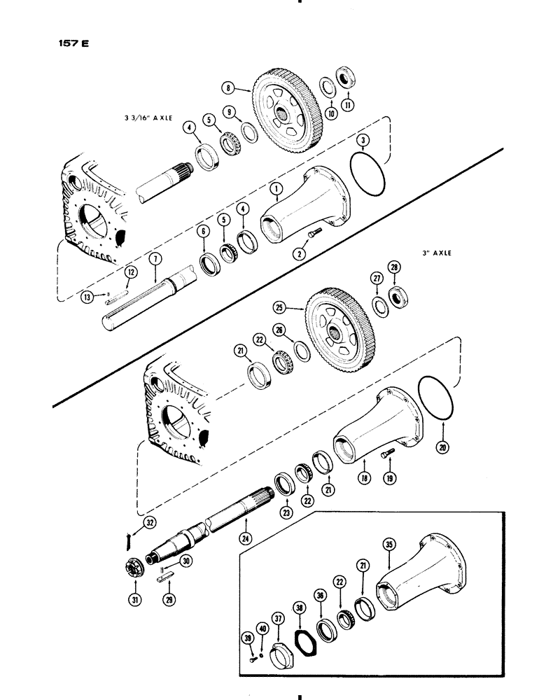 Схема запчастей Case IH 730 SERIES - (157E) - REAR AXLE, WESTERN MODELS, 3-3/16" AXLE 48" TO 88", 3" AXLE 18" TO 88" (06) - POWER TRAIN