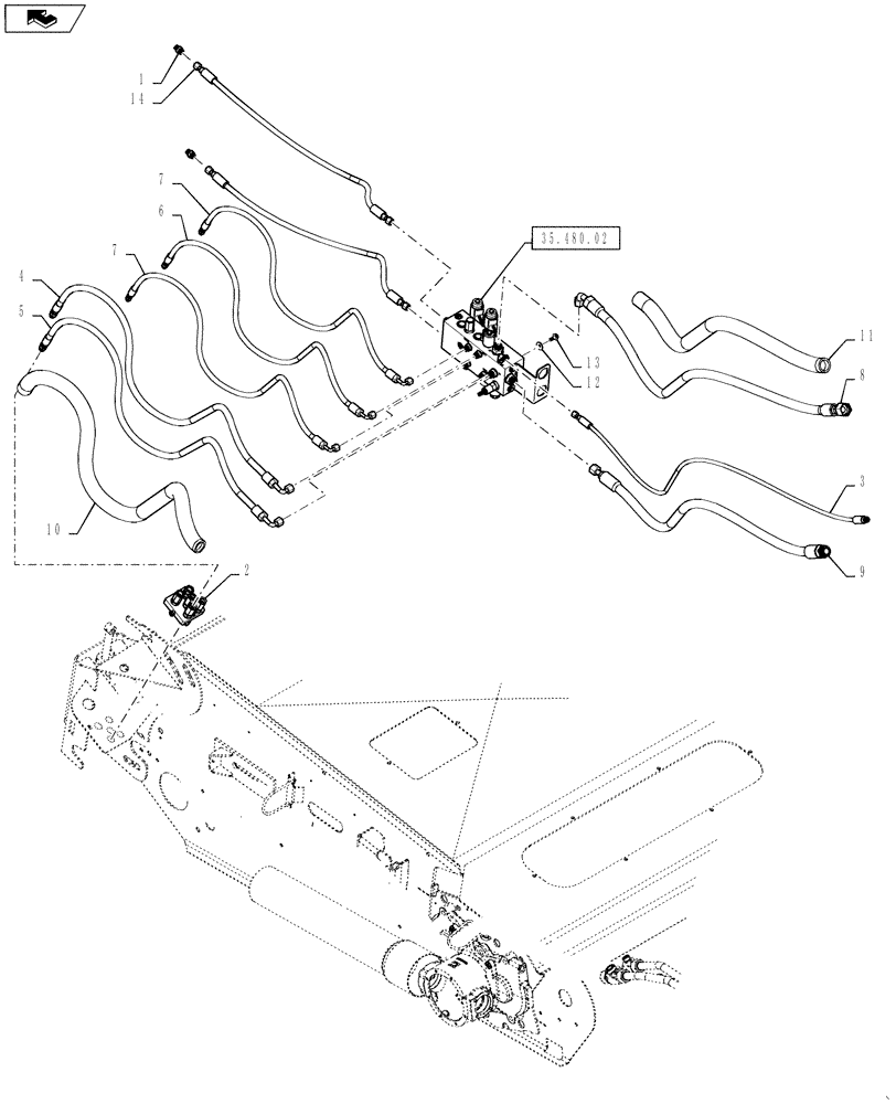 Схема запчастей Case IH 7230 - (35.480.05) - HYDRAULICS - FEEDER STACK VALVE (35) - HYDRAULIC SYSTEMS