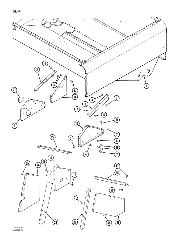 Схема запчастей Case IH 1680 - (9E-04) - GRAIN TANK LOWER SUPPORTS (17) - GRAIN TANK & UNLOADER