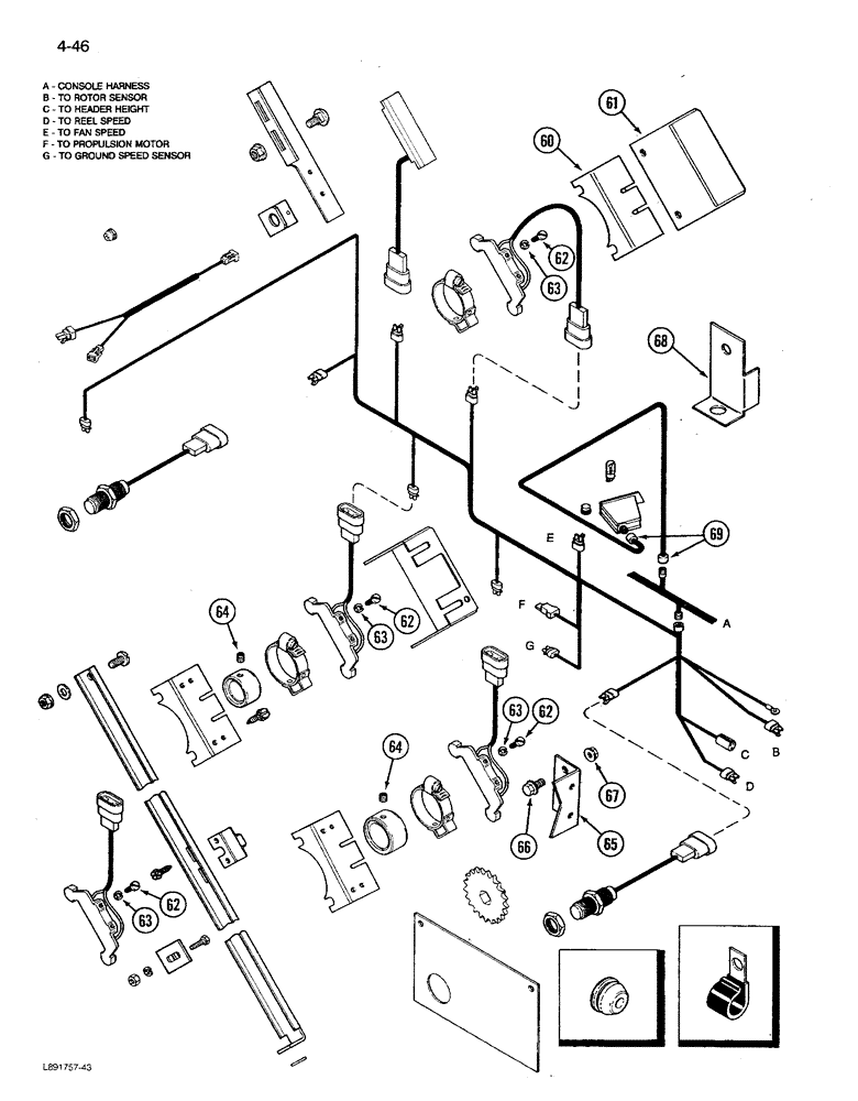 Схема запчастей Case IH 1680 - (4-046) - SHAFT SPEED MONITOR CONTROL HARNESS, COMBINES W/O STRAW CHOPPER PRIOR TO P.I.N. JJC0117060 (CONTD) (06) - ELECTRICAL