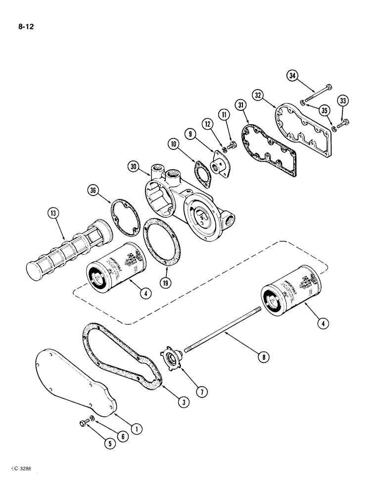 Схема запчастей Case IH 1896 - (8-12) - HYDRAULIC OIL FILTER AND SCREEN (08) - HYDRAULICS