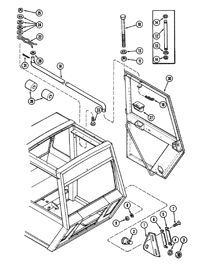 Схема запчастей Case IH 4890 - (9-412) - CAB, DOOR ATTACHING PARTS (09) - CHASSIS/ATTACHMENTS