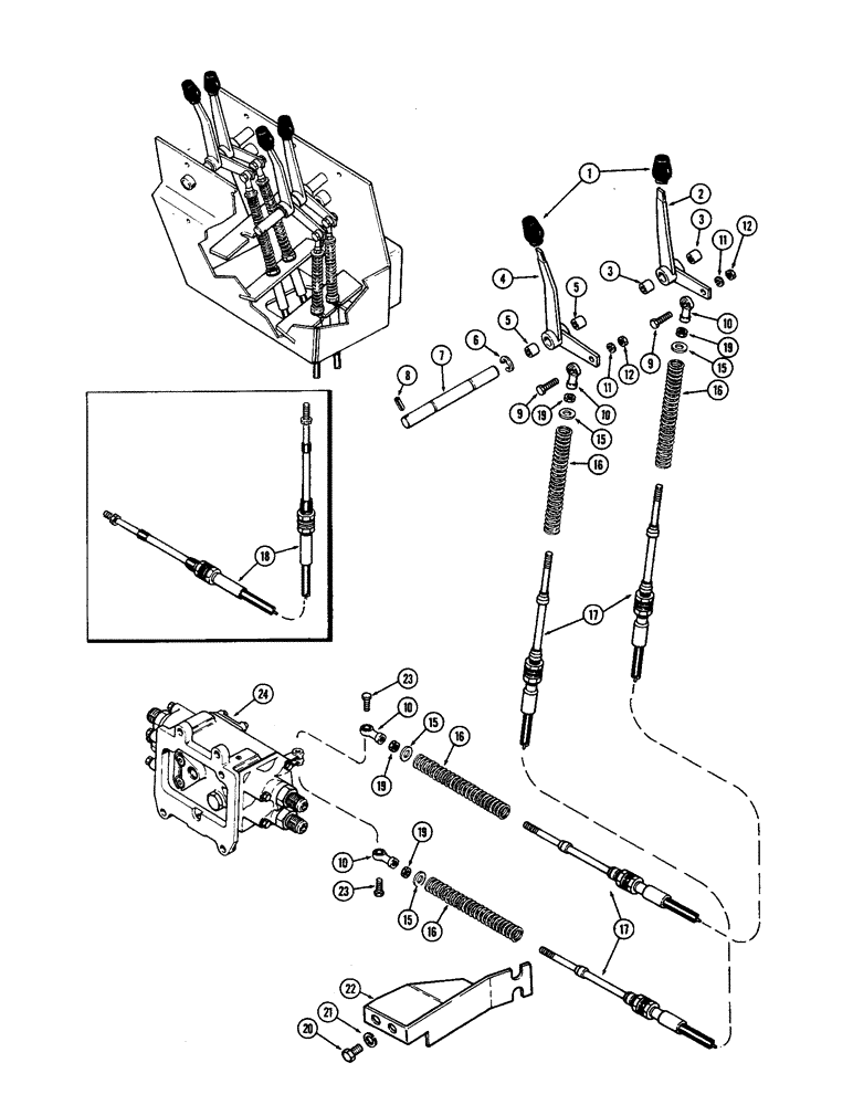 Схема запчастей Case IH 2470 - (198) - TWIN DUAL REMOTE HYDRAULICS CONTROLS, CONTROLS R.H. SIDE REMOTES (08) - HYDRAULICS