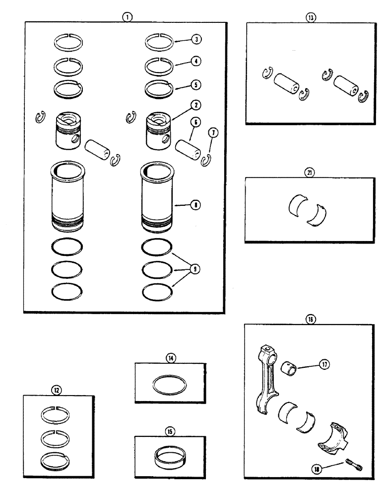 Схема запчастей Case IH 2390 - (2-46) - PISTON ASSEMBLY, WITH THREE GROOVE SLEEVE, 504BDT, DIESEL ENGINE (02) - ENGINE