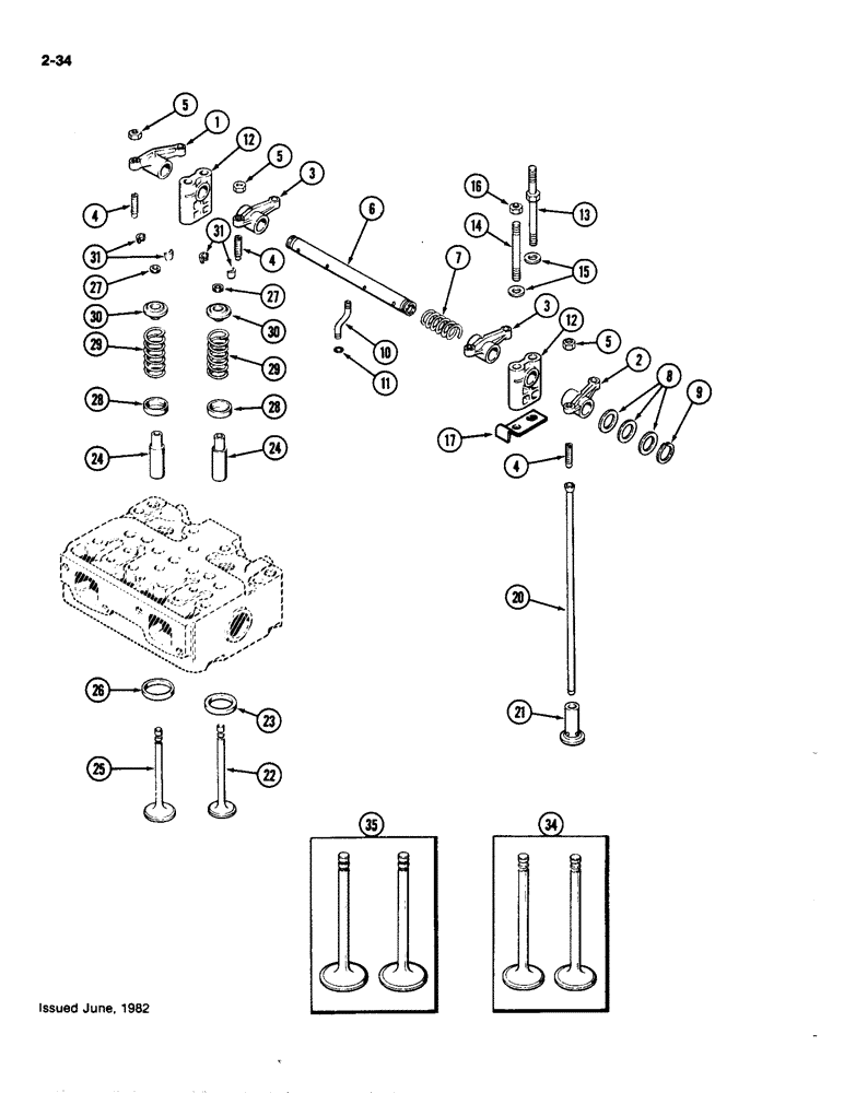 Схема запчастей Case IH 4490 - (2-034) - VALVE MECHANISM, 504BDT DIESEL ENGINE (02) - ENGINE