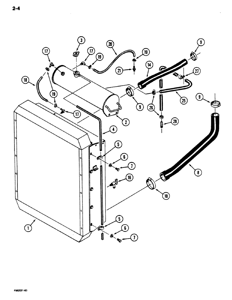 Схема запчастей Case IH 9180 - (2-04) - RADIATOR AND ATTACHING PARTS (02) - ENGINE