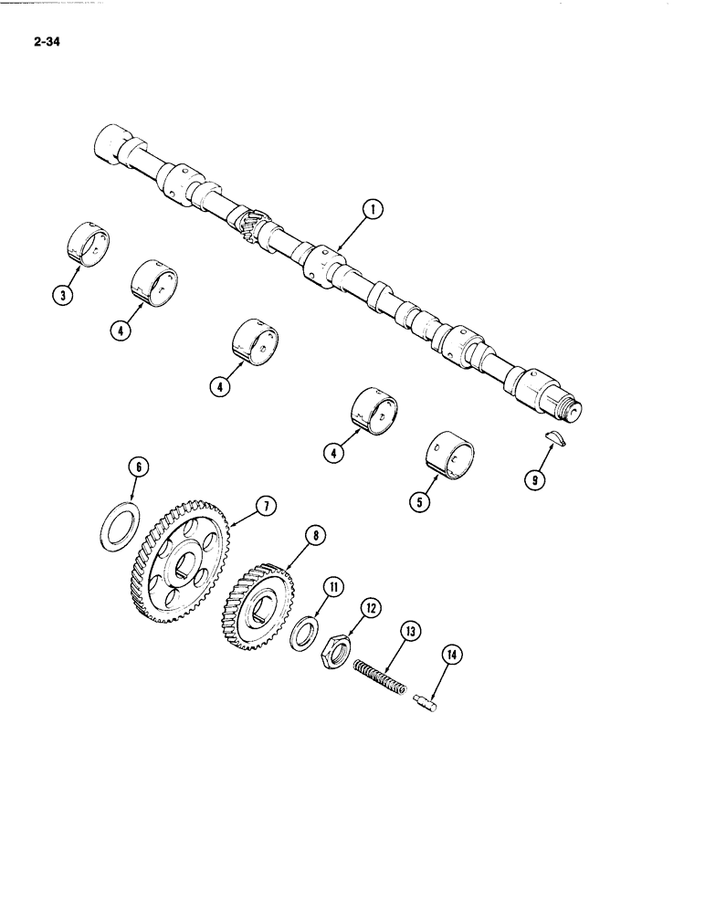 Схема запчастей Case IH 4494 - (2-034) - CAMSHAFT, 504BDT DIESEL ENGINE (02) - ENGINE