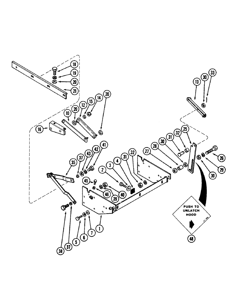 Схема запчастей Case IH 4890 - (9-374) - HOOD HINGE AND LIFT, PRIOR TO P.I.N. 8857928 (09) - CHASSIS/ATTACHMENTS