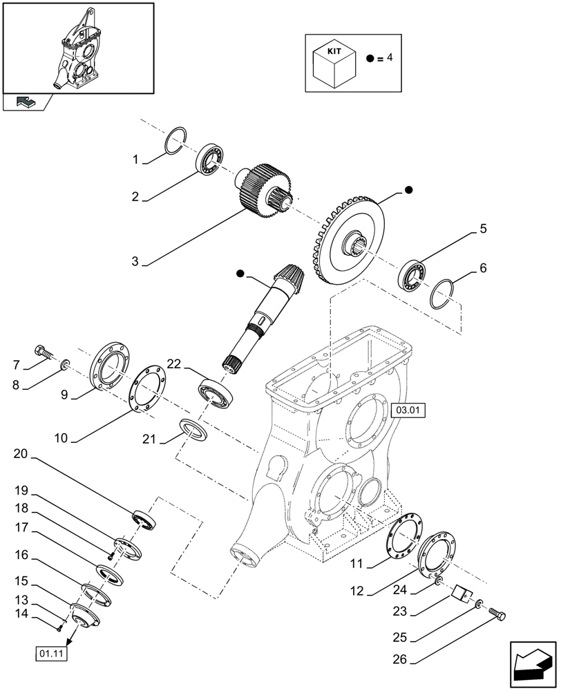 Схема запчастей Case IH LBX322S - (03.02[01]) - MAIN GEARBOX (03) - MAIN GEARBOX