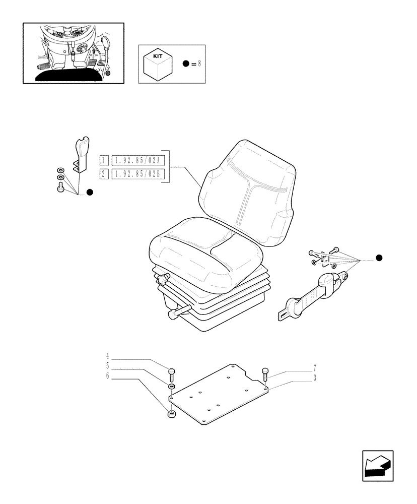 Схема запчастей Case IH JX1095N - (1.92.85/02) - (VAR.197) CASE SEAT, WITH BELTS, WITHOUT SWITCH - W/CAB (10) - OPERATORS PLATFORM/CAB