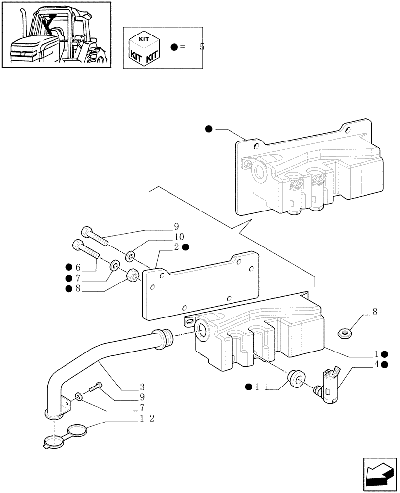 Схема запчастей Case IH MAXXUM 100 - (1.91.5[01]) - WINDSHIELD WIPER TANK (10) - OPERATORS PLATFORM/CAB